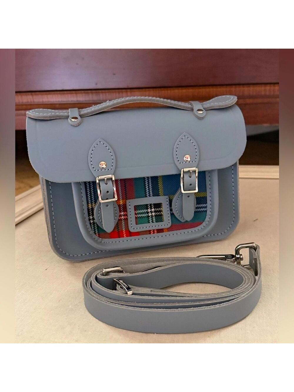 Cambridge Satchel Company Edinburgh Collection The Mini Blue w Tartan NWOT